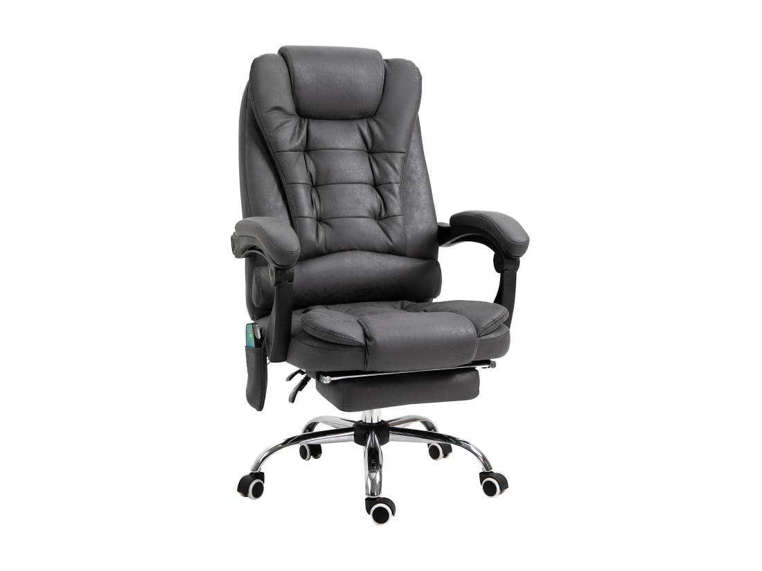 Vente Unique Fauteuil De Bureau Direction Massant Chauffant Hauteur Réglable Dossier Inclinable Tissu Gris