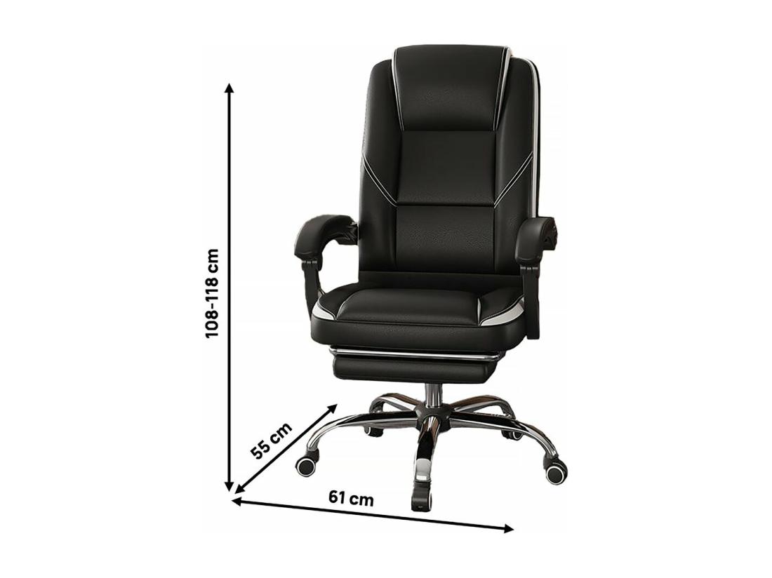 Vente Unique Fauteuil De Bureau En Simili Avec Repose Pieds "Maissa" - Blanc/Noir