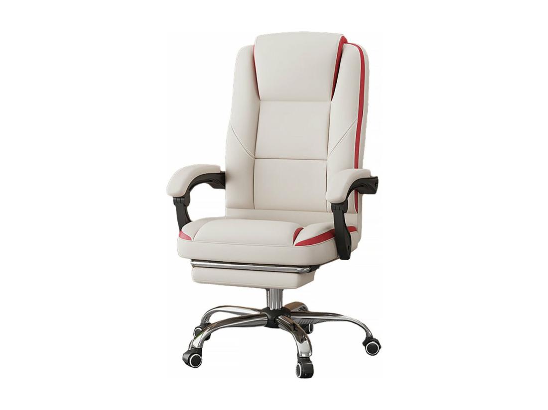 vente unique Fauteuil de bureau en simili avec repose pieds "Maissa" - Beige