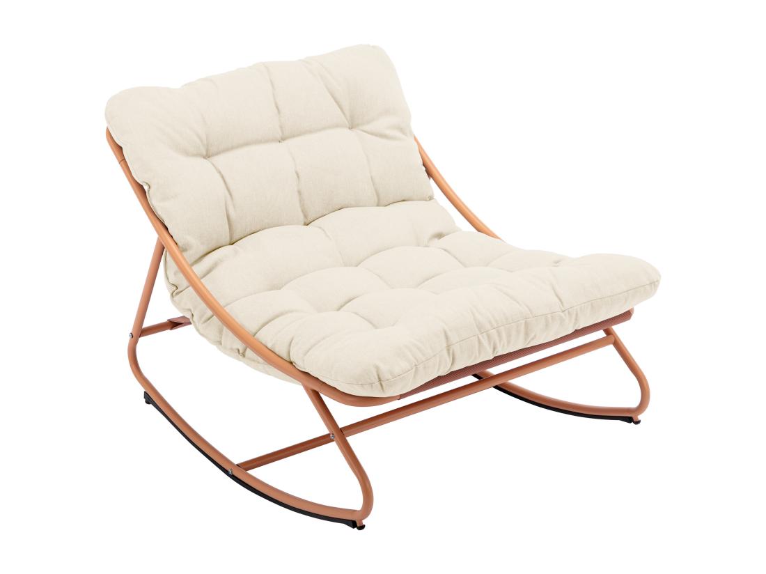 Vente Unique Fauteuil De Jardin à Bascule En Acier - Orange Et Coussin Beige - SARANI De MYLIA