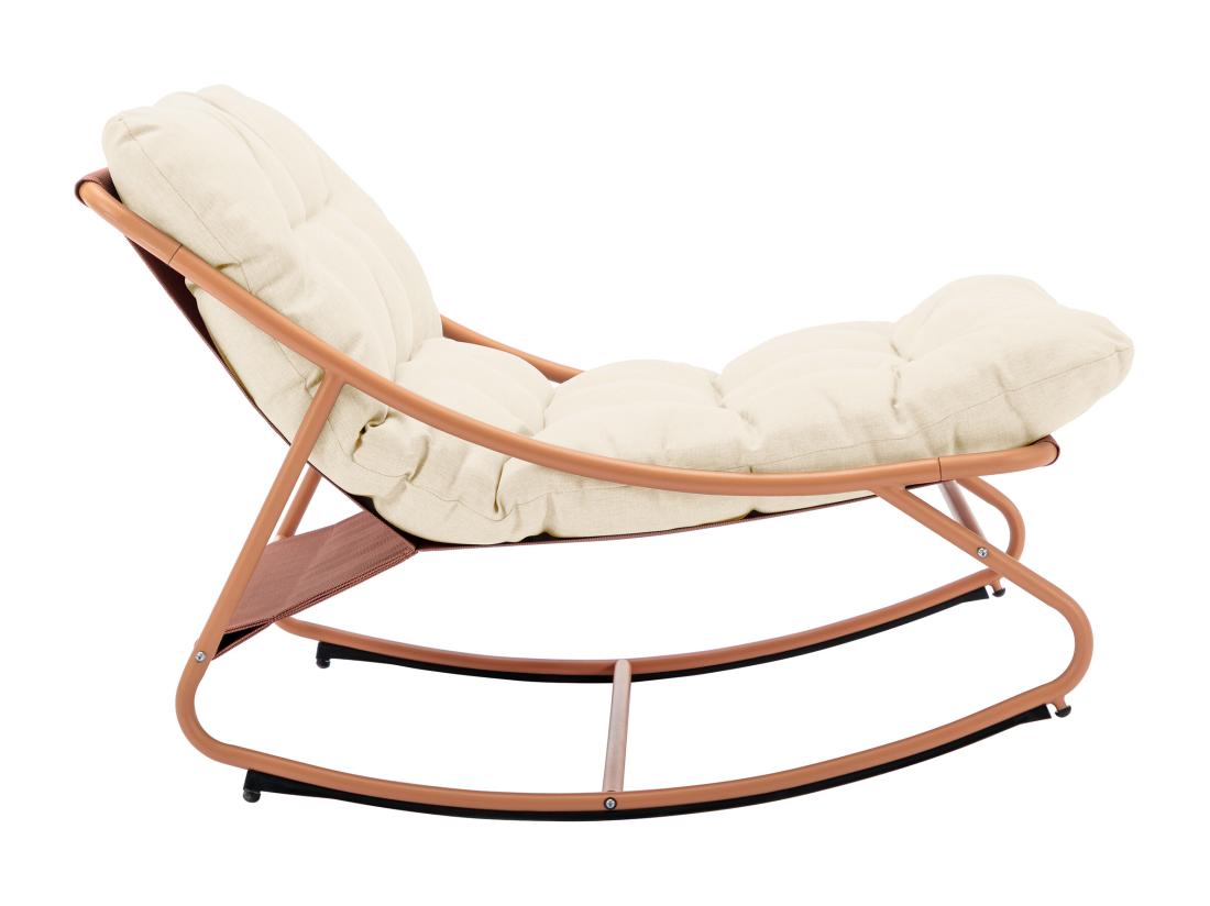 Vente Unique Fauteuil De Jardin à Bascule En Acier - Orange Et Coussin Beige - SARANI De MYLIA