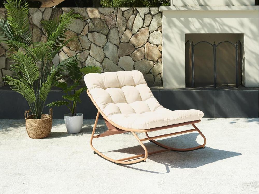 Vente Unique Fauteuil De Jardin à Bascule En Acier - Orange Et Coussin Beige - SARANI De MYLIA