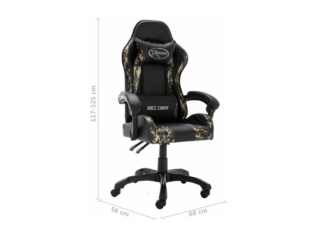 Vente Unique Fauteuil De Jeux Vidéo Noir Et Camouflage Similicuir