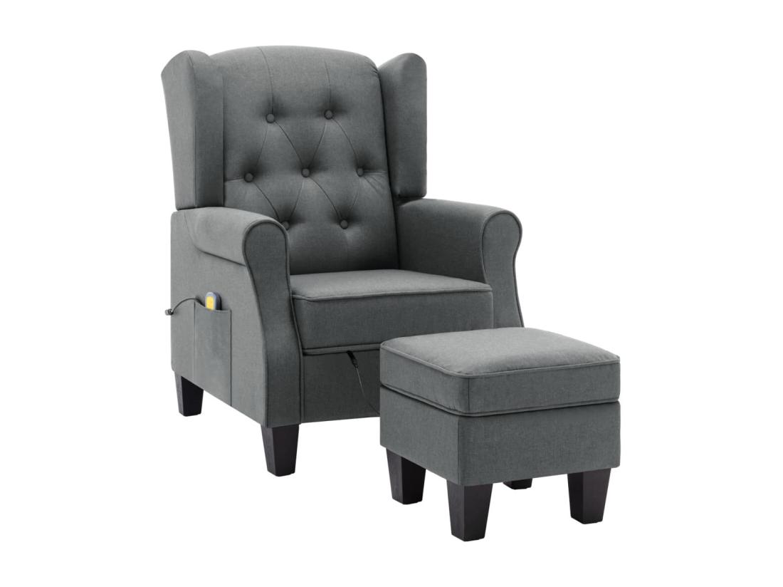 Vente Unique Fauteuil De Massage Avec Repose-pied Gris Clair Tissu