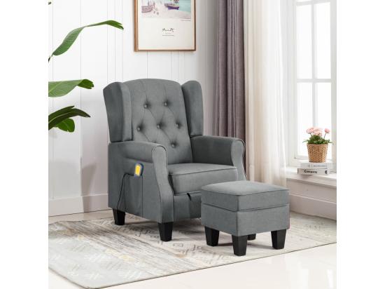 vente unique Fauteuil de massage avec repose-pied Gris clair Tissu