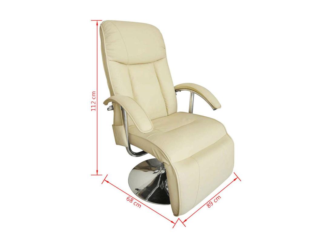 Vente Unique Fauteuil De Massage Blanc Crème Similicuir