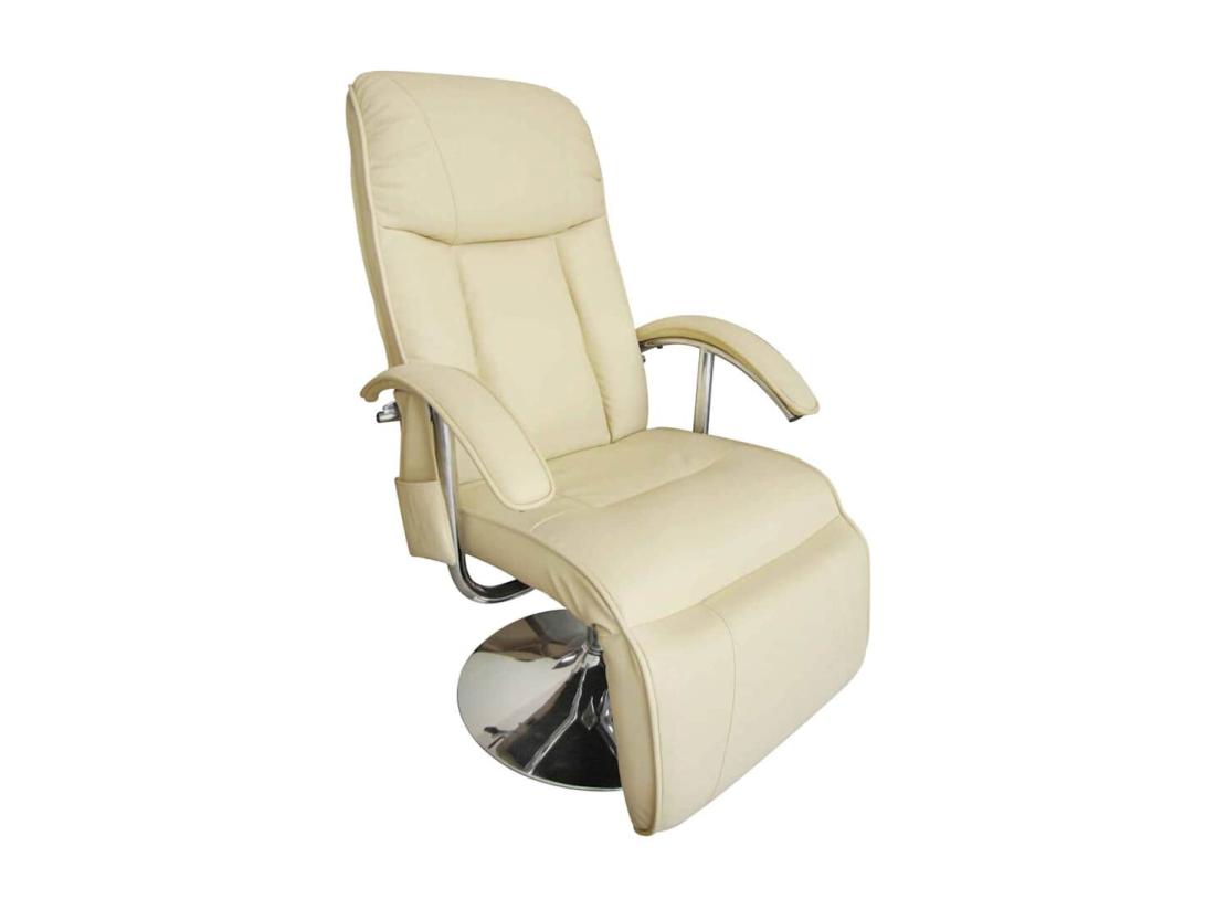 Vente Unique Fauteuil De Massage Blanc Crème Similicuir