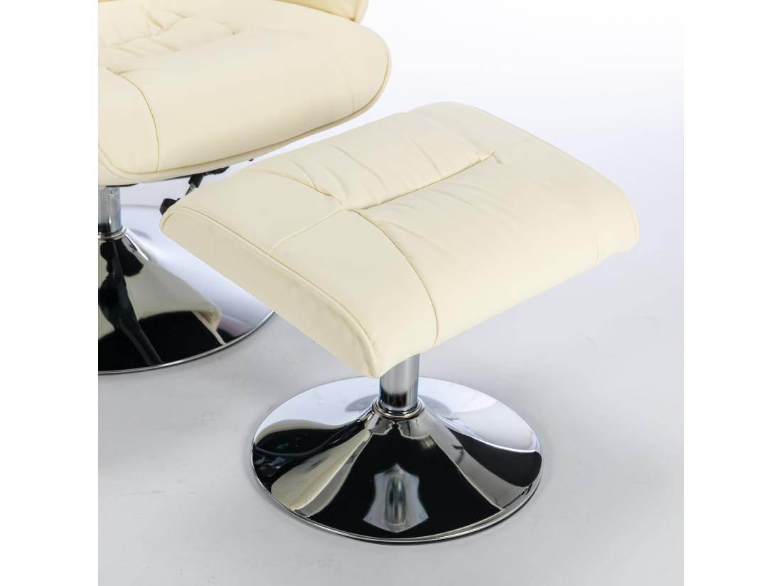 Vente Unique Fauteuil De Massage En Cuir Pu Avec Repose-pieds Beige D79 Cm×h106cm