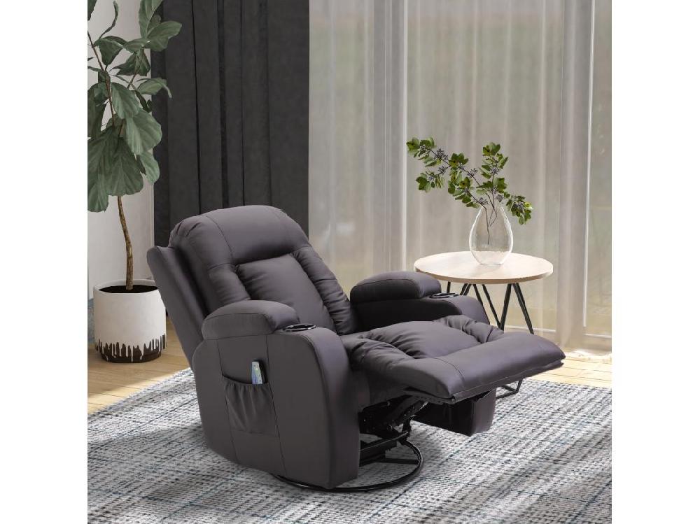 Vente Unique Fauteuil De Massage Et Relaxation électrique Chauffant Inclinable Manuellement Repose-pied Télécommande Chocolat