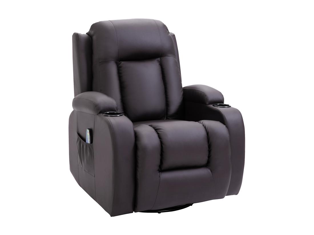 Vente Unique Fauteuil De Massage Et Relaxation électrique Chauffant Inclinable Manuellement Repose-pied Télécommande Chocolat