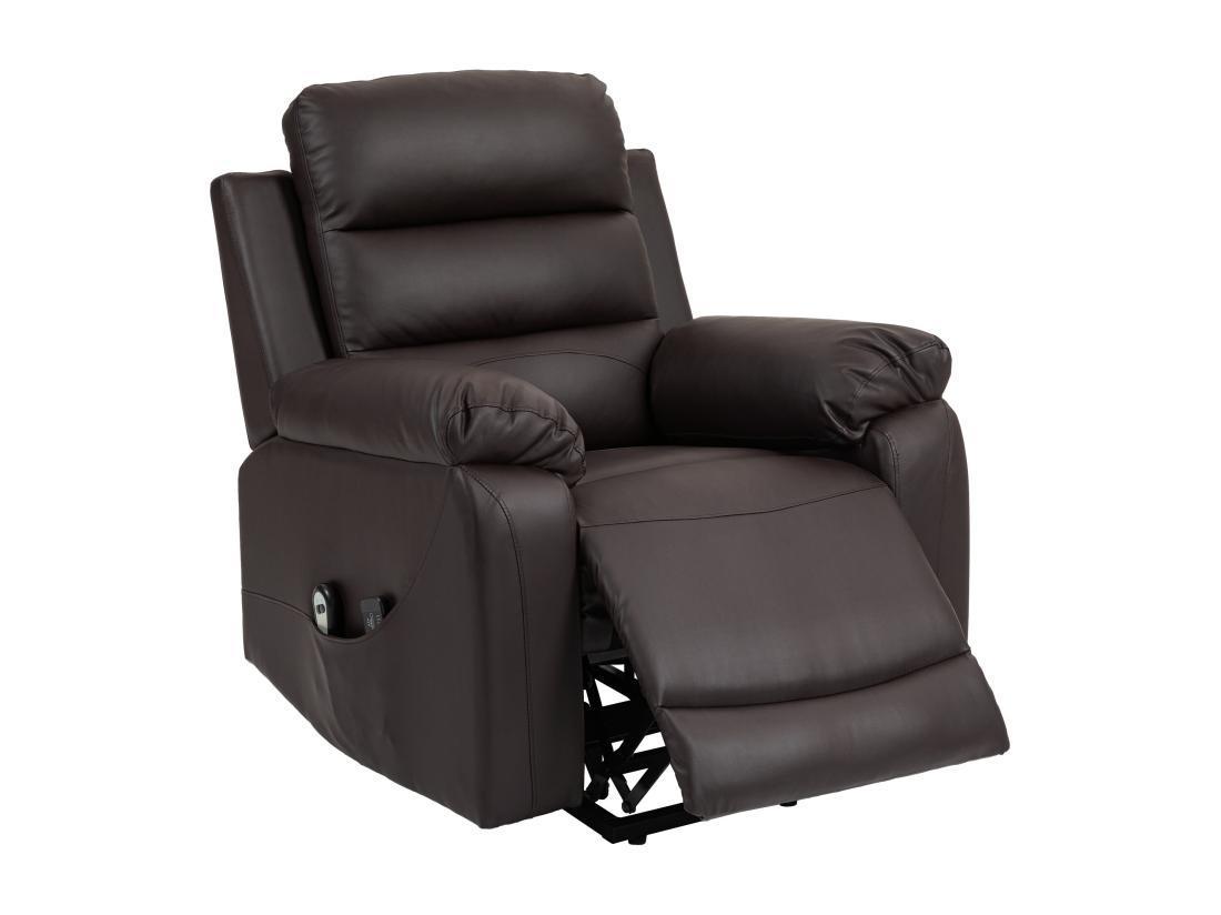 Vente Unique Fauteuil De Massage Fauteuil Releveur électrique Inclinaison Réglable Repose-pied Ajustable PU Chocolat