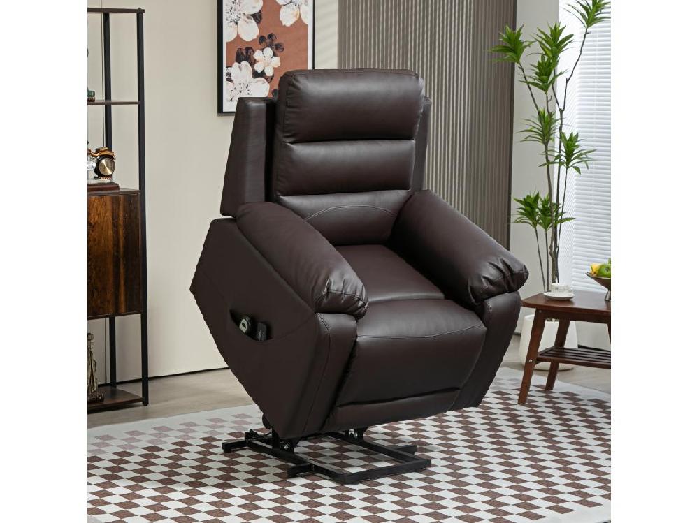 vente unique Fauteuil de massage fauteuil releveur électrique inclinaison réglable repose-pied ajustable PU chocolat