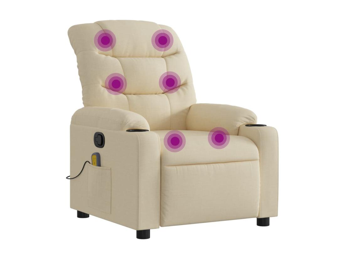 Vente Unique Fauteuil De Massage Inclinable Crème Tissu
