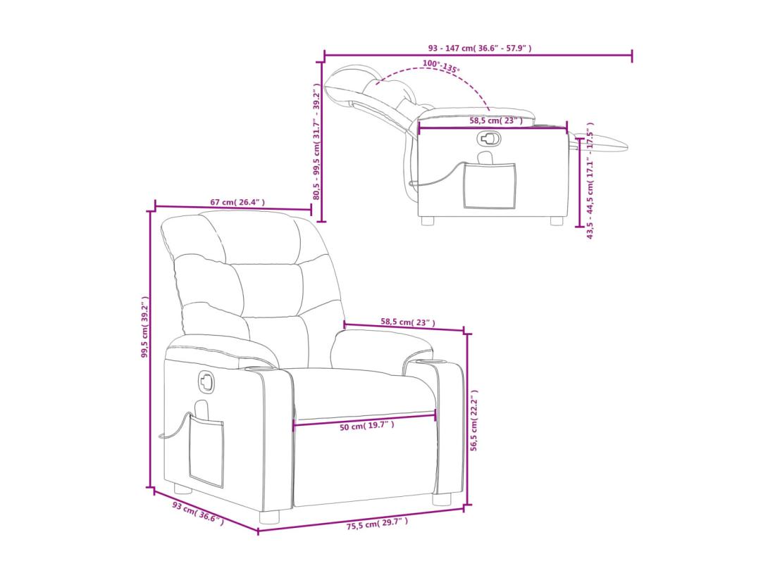Vente Unique Fauteuil De Massage Inclinable Crème Tissu