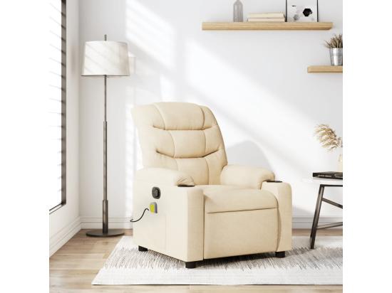 Vente Unique Fauteuil De Massage Inclinable Crème Tissu