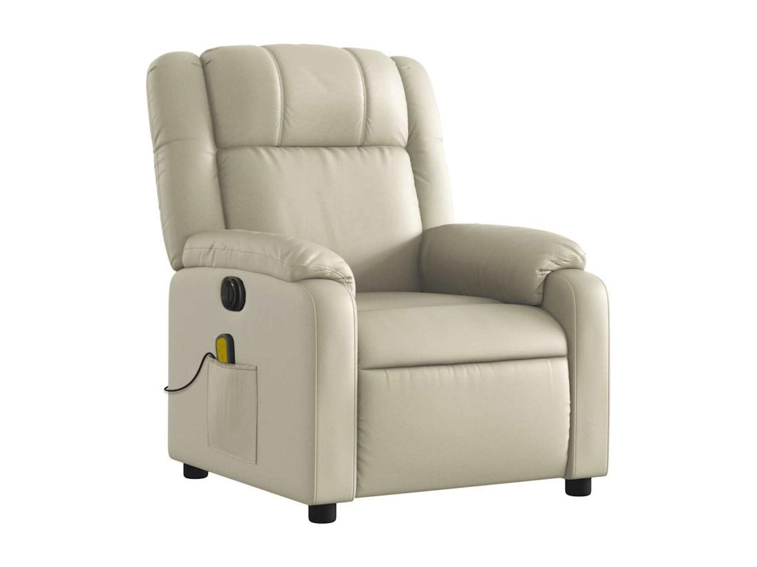 Vente Unique Fauteuil De Massage Inclinable électrique Crème Similicuir