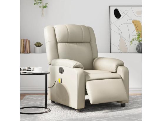 vente unique Fauteuil de massage inclinable électrique crème similicuir