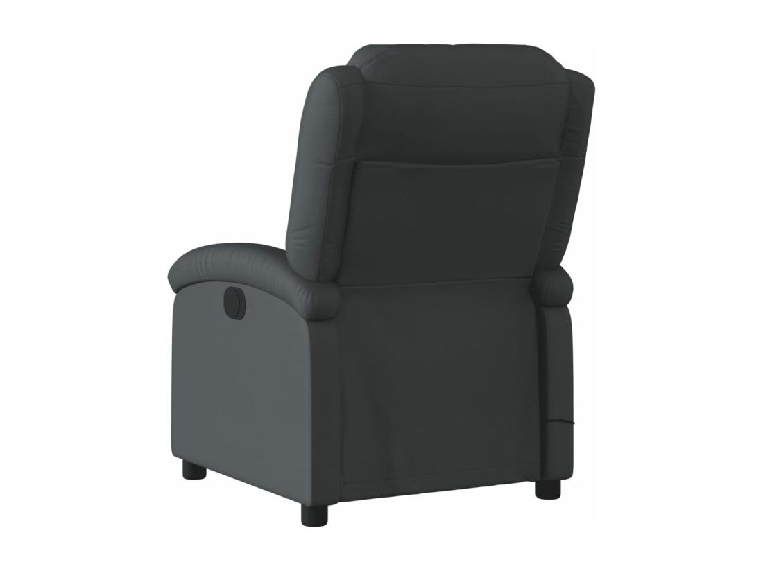 Vente Unique Fauteuil De Massage Inclinable électrique Noir Cuir Véritable