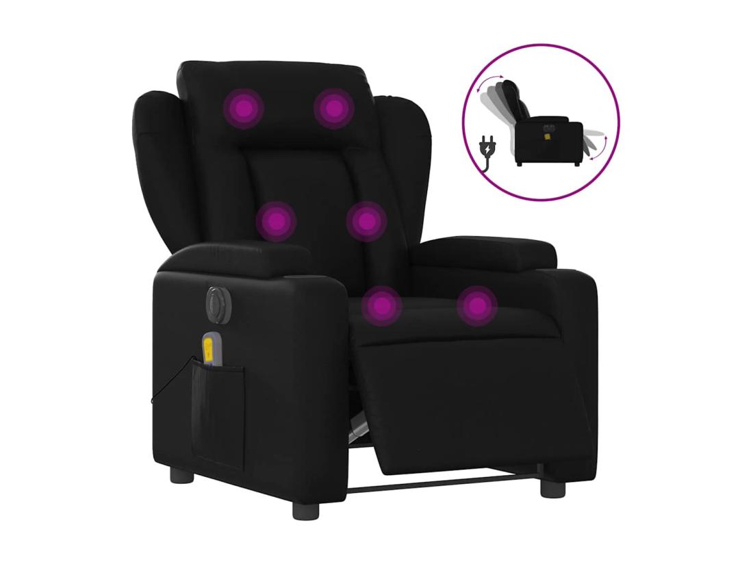 Vente Unique Fauteuil De Massage Inclinable électrique Noir Similicuir