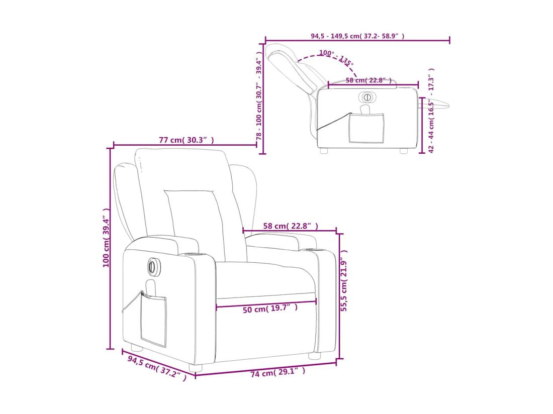 Vente Unique Fauteuil De Massage Inclinable électrique Noir Similicuir