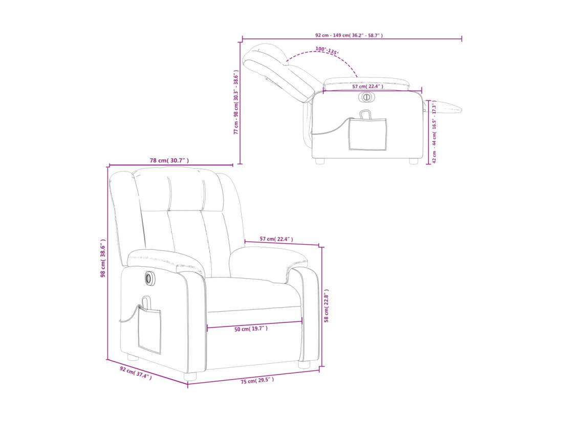 Vente Unique Fauteuil De Massage Inclinable électrique Taupe Tissu