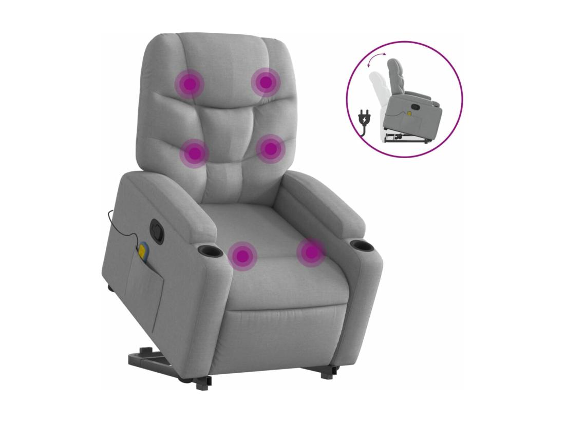 Vente Unique Fauteuil De Massage Inclinable Gris Clair Tissu