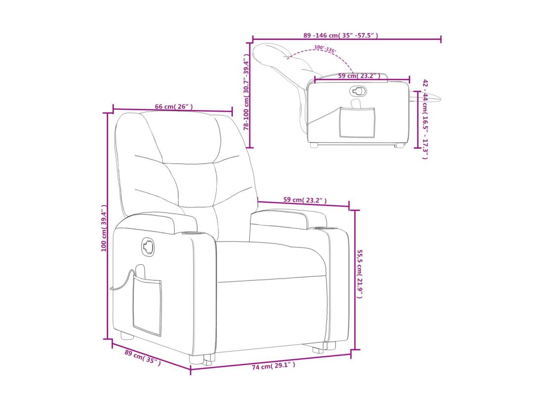Vente Unique Fauteuil De Massage Inclinable Gris Clair Tissu