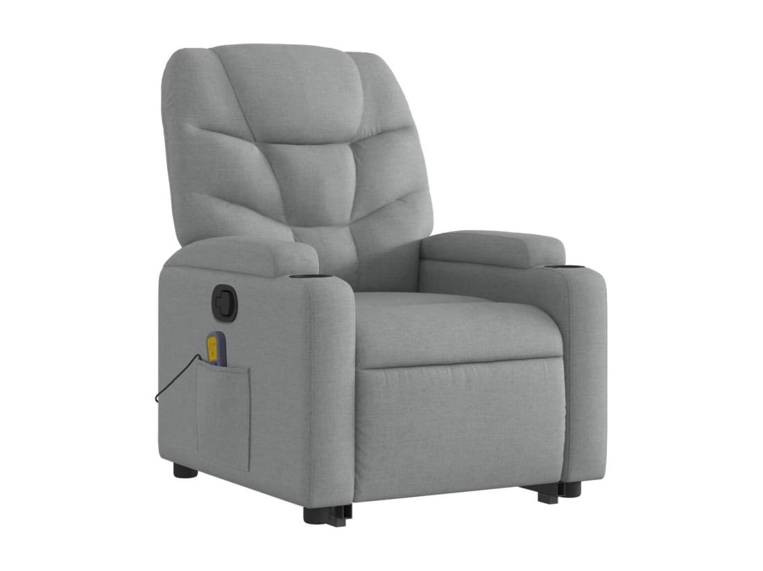 Vente Unique Fauteuil De Massage Inclinable Gris Clair Tissu
