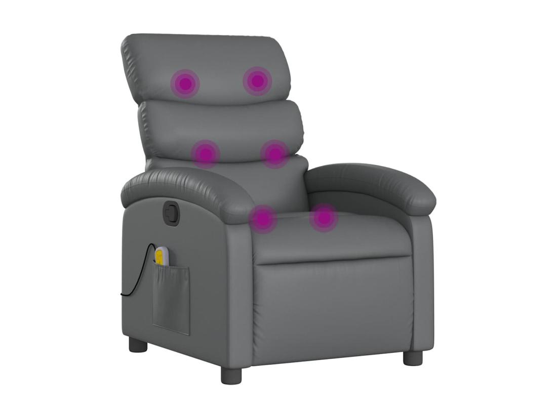 Vente Unique Fauteuil De Massage Inclinable Gris Similicuir