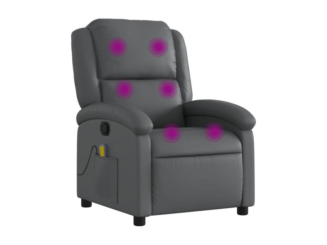 Vente Unique Fauteuil De Massage Inclinable Gris Similicuir
