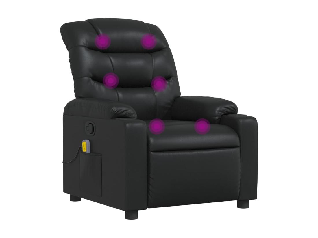 Vente Unique Fauteuil De Massage Inclinable Noir Similicuir