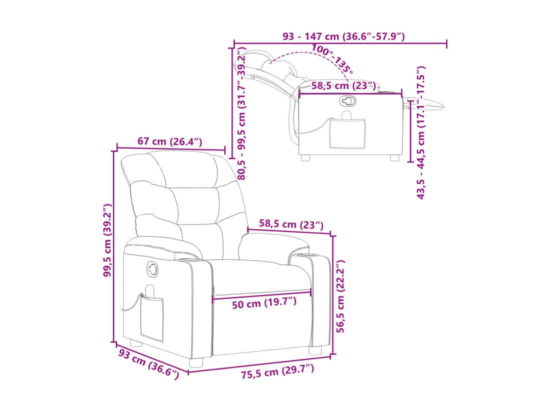 Vente Unique Fauteuil De Massage Inclinable Noir Similicuir