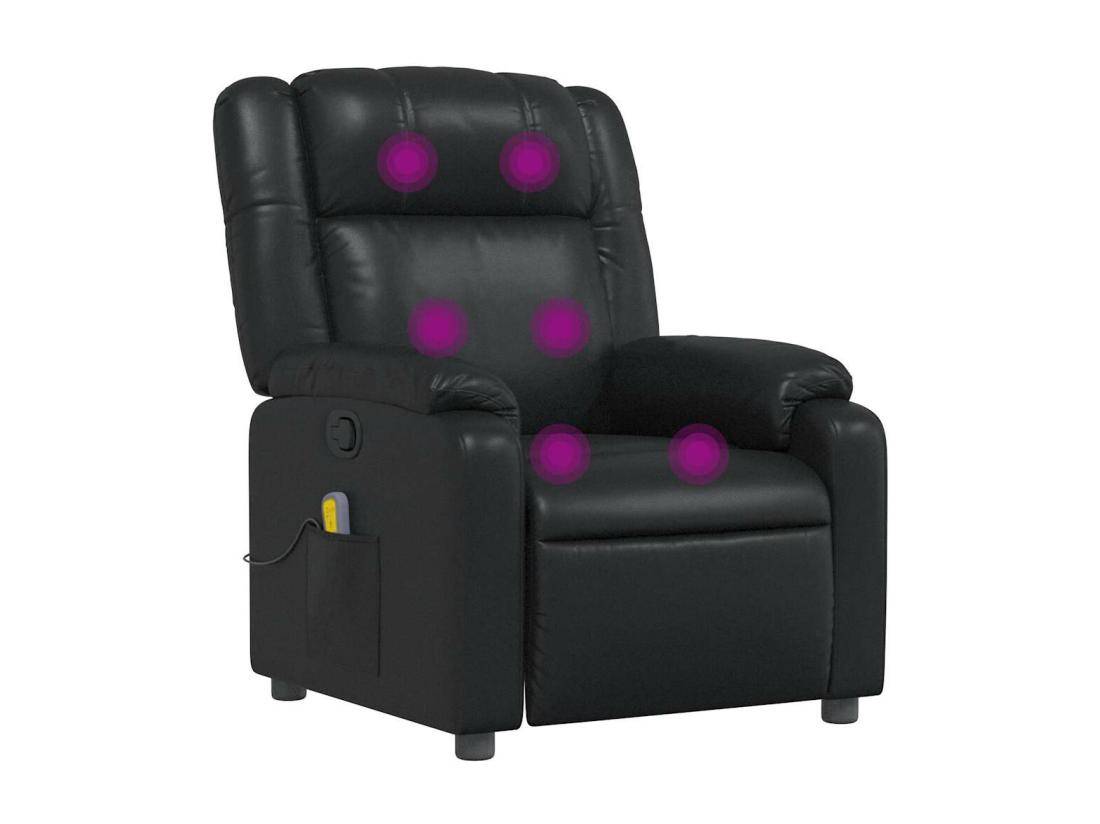 Vente Unique Fauteuil De Massage Inclinable Noir Similicuir