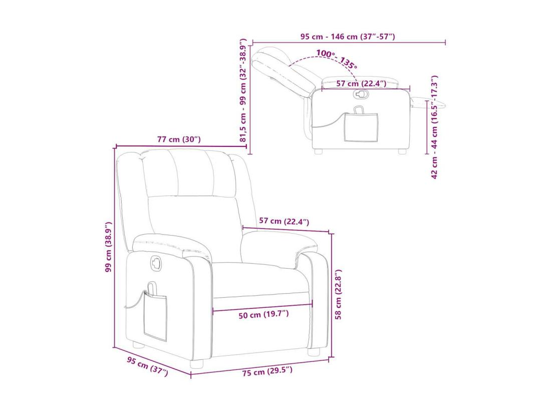 Vente Unique Fauteuil De Massage Inclinable Noir Similicuir