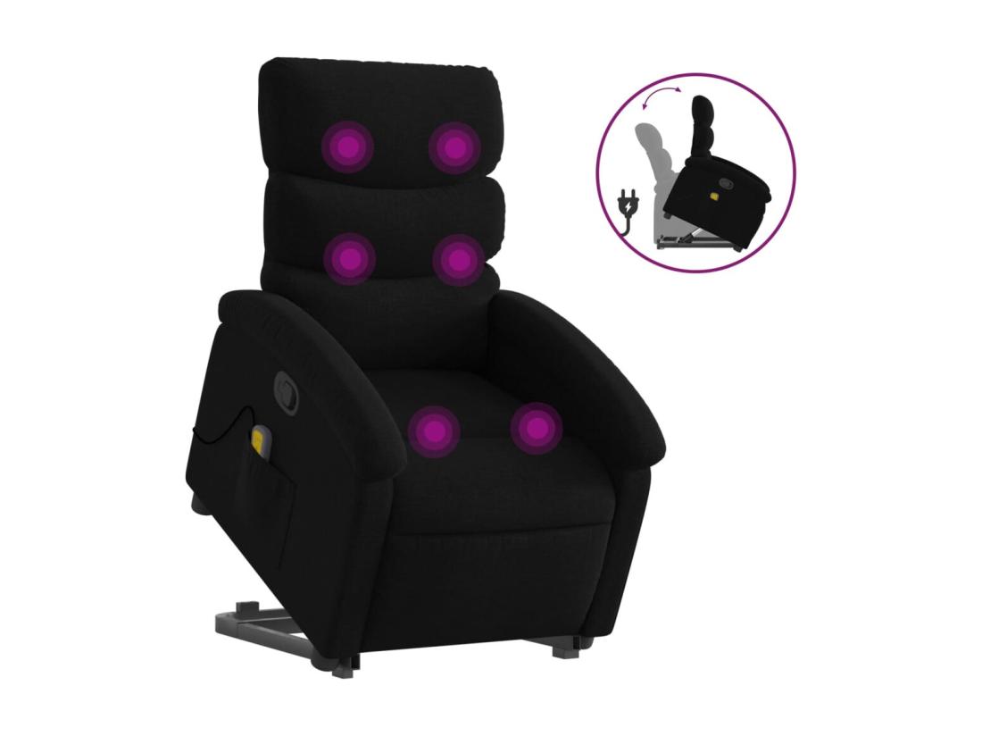Vente Unique Fauteuil De Massage Inclinable Noir Tissu