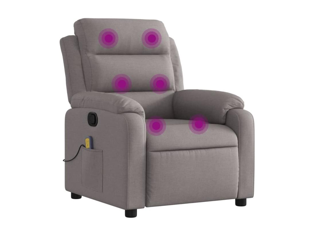 Vente Unique Fauteuil De Massage Inclinable Taupe Tissu