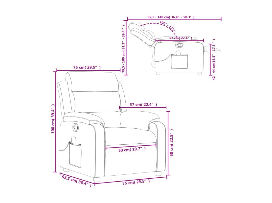 Vente Unique Fauteuil De Massage Inclinable Taupe Tissu