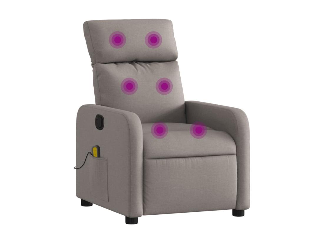 Vente Unique Fauteuil De Massage Inclinable Taupe Tissu