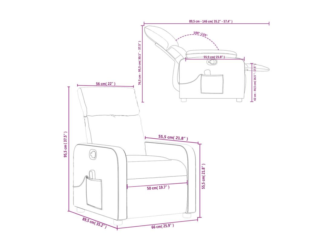 Vente Unique Fauteuil De Massage Inclinable Taupe Tissu