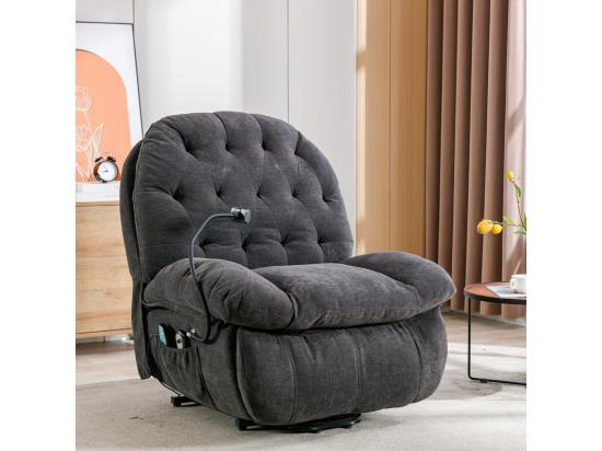 vente unique Fauteuil de massage releveur en tissu gris avec télécommande chauffant manuellement repose-pied 4 zones/5 modes/3 Minuteur