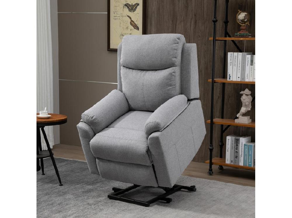 Vente Unique Fauteuil De Relaxation électrique - Fauteuil Releveur Inclinable Avec Repose-pied Ajustable Et Télécommande - Tissu Polyester Aspect Lin Gris Clair Chiné