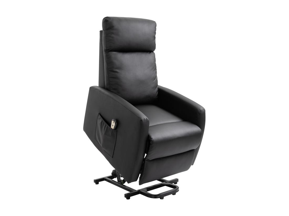 Vente Unique Fauteuil De Relaxation électrique Fauteuil Releveur Inclinable Repose-pied Ajustable Revêtement Synthétique Noir