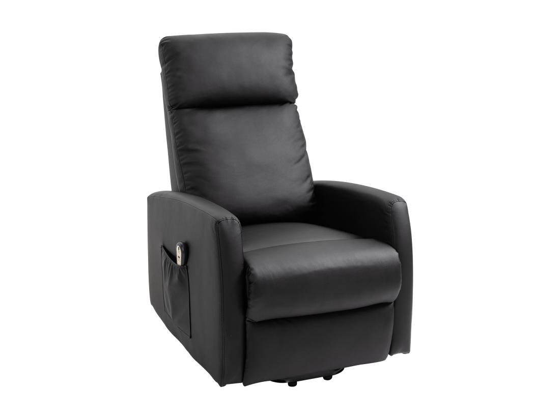 vente unique Fauteuil de relaxation électrique fauteuil releveur inclinable repose-pied ajustable revêtement synthétique noir