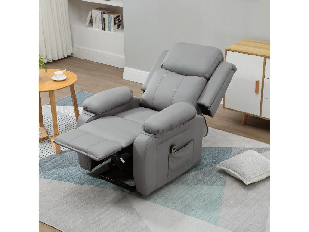 Vente Unique Fauteuil De Relaxation électrique Fauteuil Releveur Inclinable Repose-pied Ajustable Revêtement Synthétique Gris