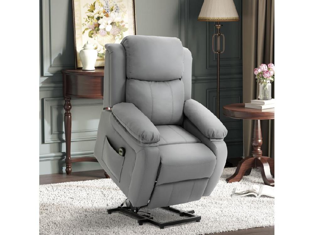 Vente Unique Fauteuil De Relaxation électrique Fauteuil Releveur Inclinable Repose-pied Ajustable Revêtement Synthétique Gris