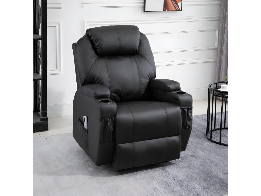 Vente Unique Fauteuil De Relaxation électrique Massant CHARLOTTE Noir