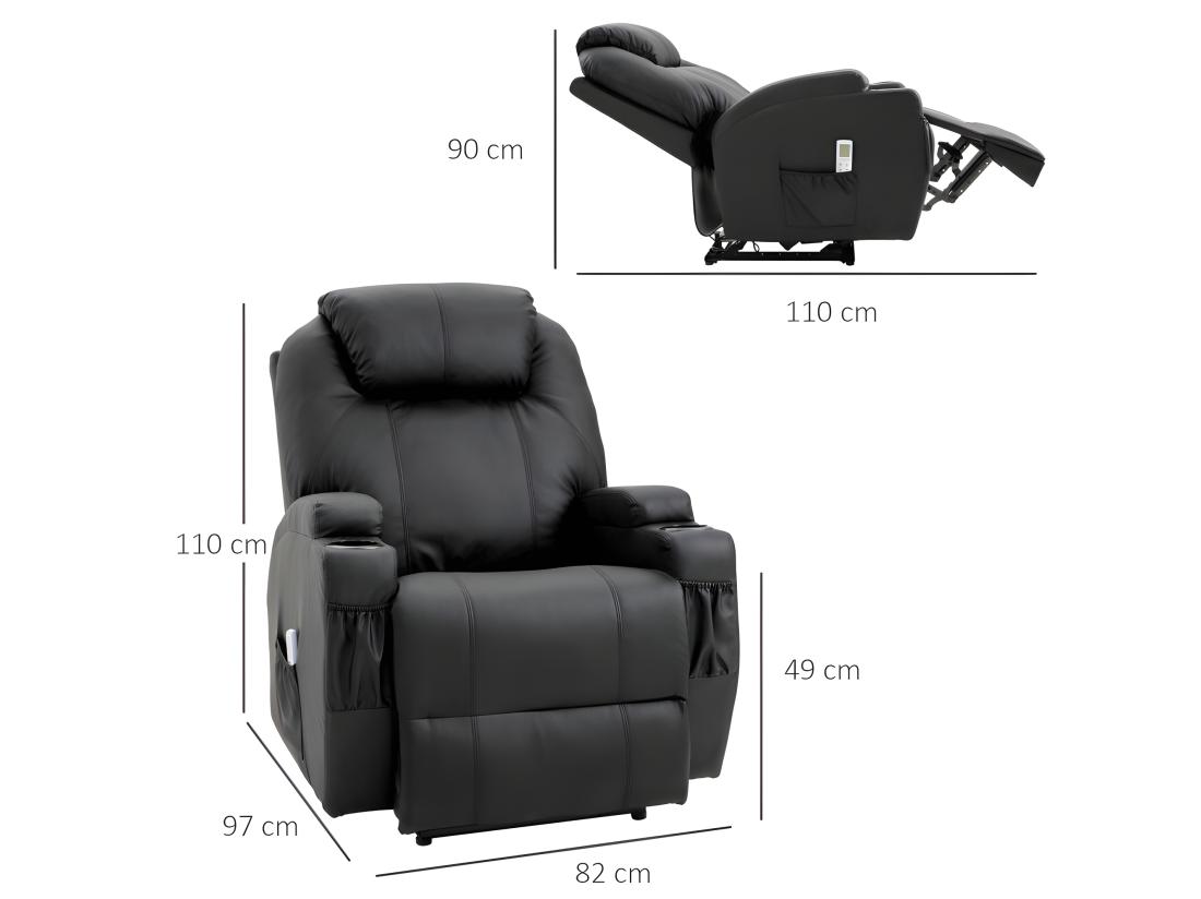 Vente Unique Fauteuil De Relaxation électrique Massant CHARLOTTE Noir