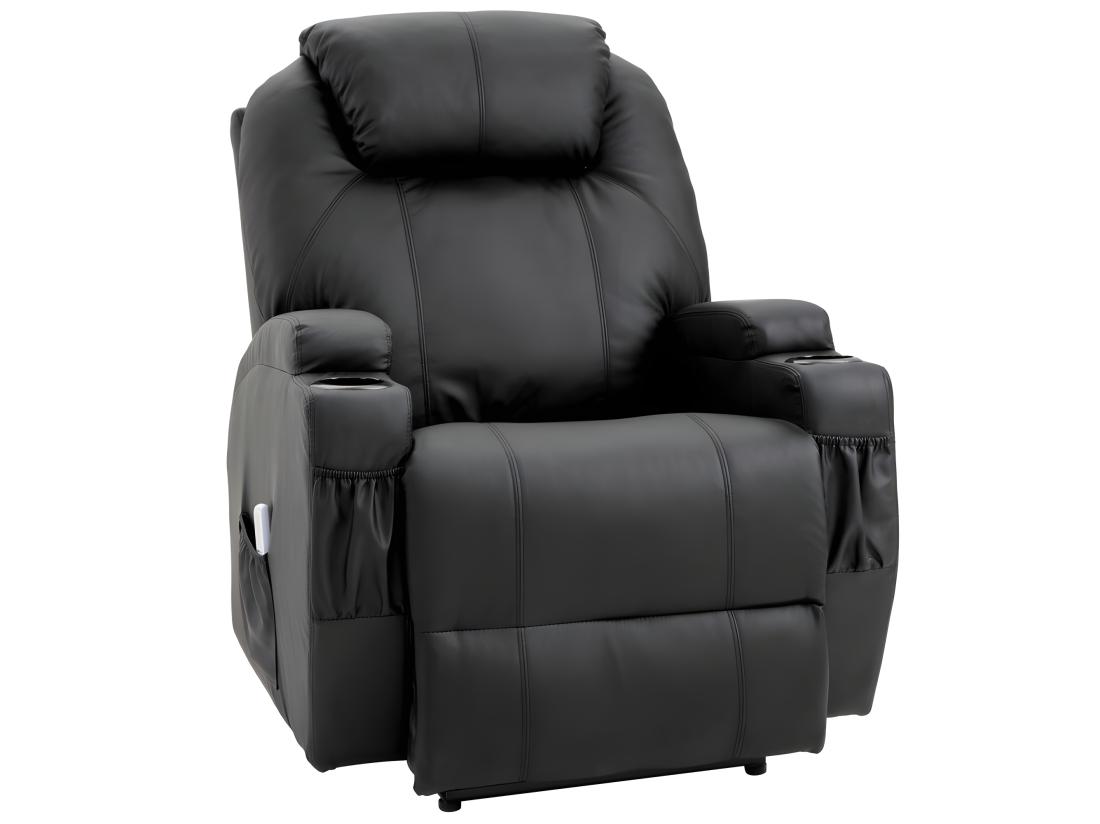 vente unique Fauteuil de relaxation électrique massant CHARLOTTE Noir