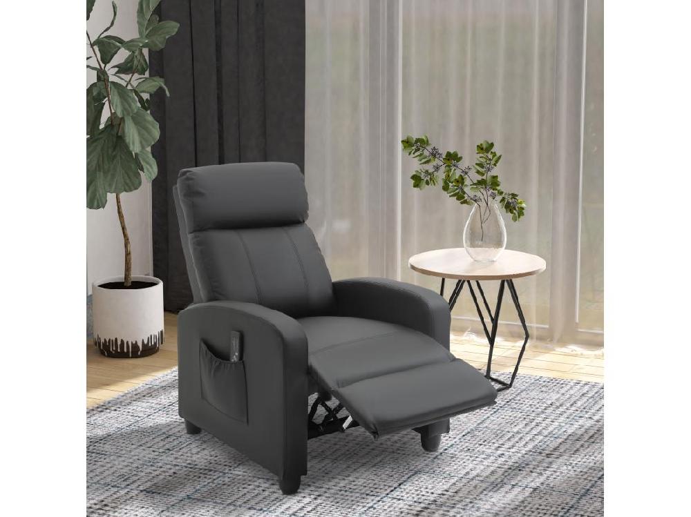 Vente Unique Fauteuil De Relaxation Et Massage Inclinaison Dossier Repose-pied Réglable Revêtement Synthétique Noir