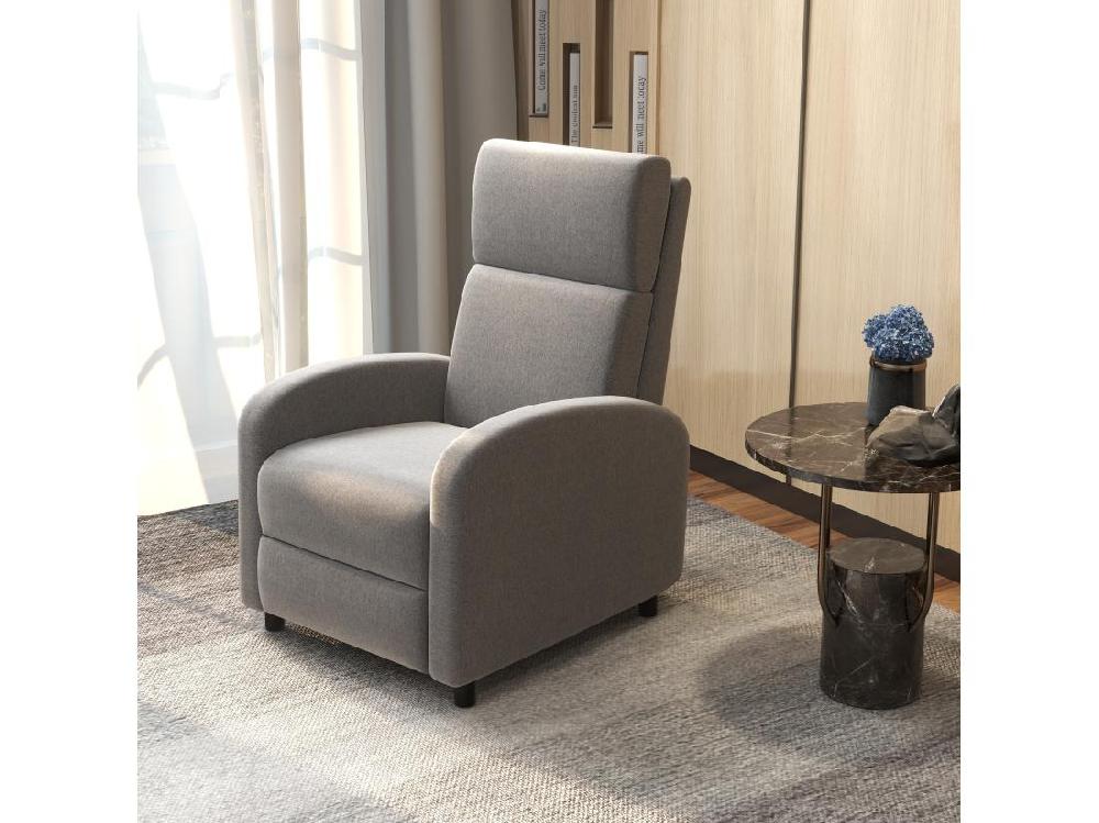 Vente Unique Fauteuil De Relaxation Inclinable Réglable Repose-pied Tissu Gris